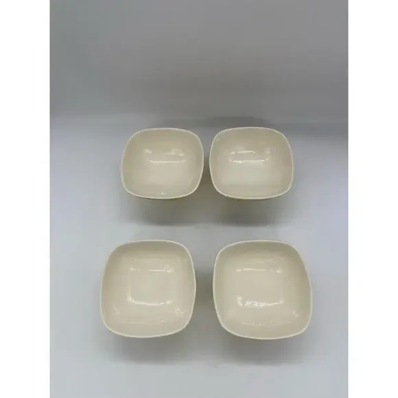 Weil Ware Yellow Rose California Pottery 4Pedestal Dessert Bowls 3 7/8” Dinnerware